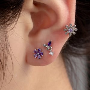 1 Piece Simple Series Classic Flower Titanium Steel Silver Color Zircon Women's Stud Earrings h5 Picture3